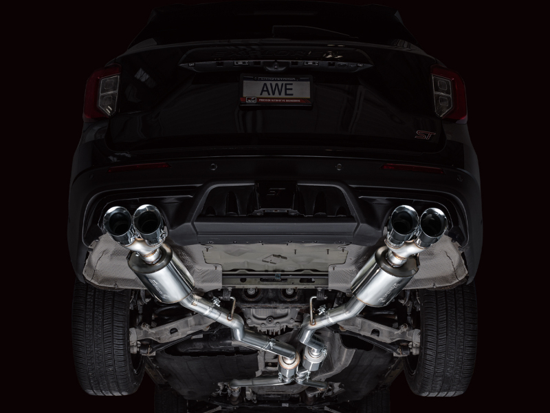 Ford Explorer ST Performance Exhaust - AWE Tuning - Touring Edition, Cat-Back, Quad Tips, 180 Technology - Chrome Silver - `20-`27